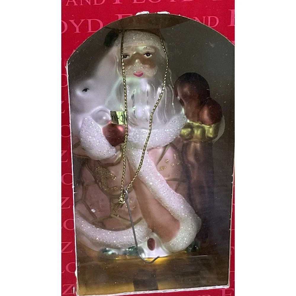 Fitz and Floyd Glass Santa Christmas Ornament